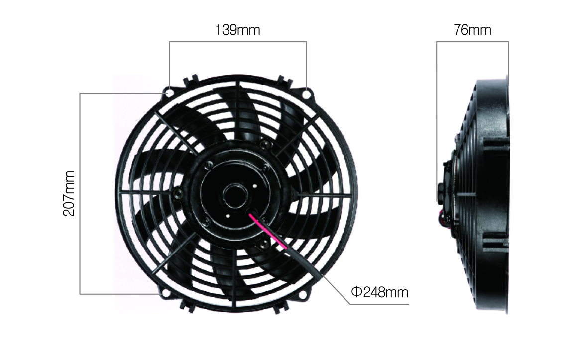 9 inch universal cooling fan for truck with plastic housing