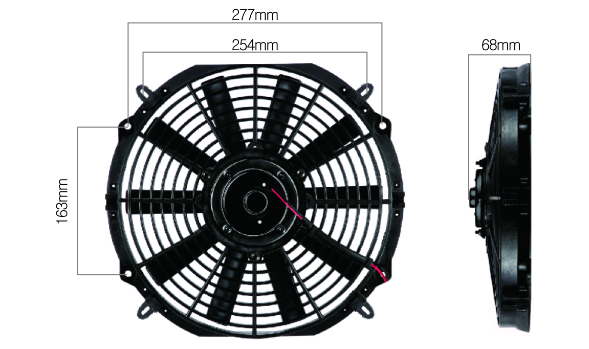 12 inch universal cooling fan for truck with plastic housing