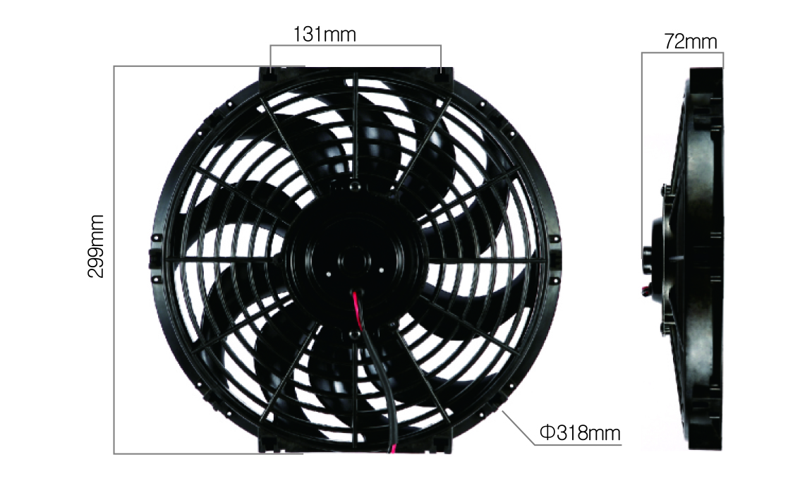 12 inch universal cooling fan for truck with plastic housing 12V 24V